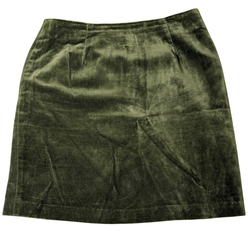 Sigrid Olsen Vintage Olive Green Velvet Mini Skirt 100% Cotton Made USA Size 8‎